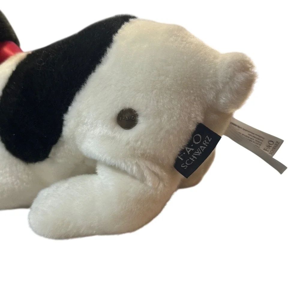 FAO Schwarz French Bulldog Plush Stuffed Animal Black White Dog Toy